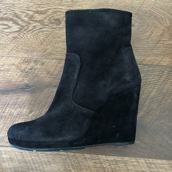 Prada Black Suede Wedge Ankle Boot - Picture 5 of 15